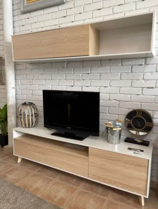 Mueble Salón Blanco y Madera Nuevo