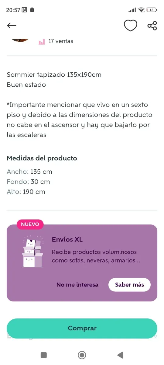 Cama 140x200 + Colchón 135×30×190