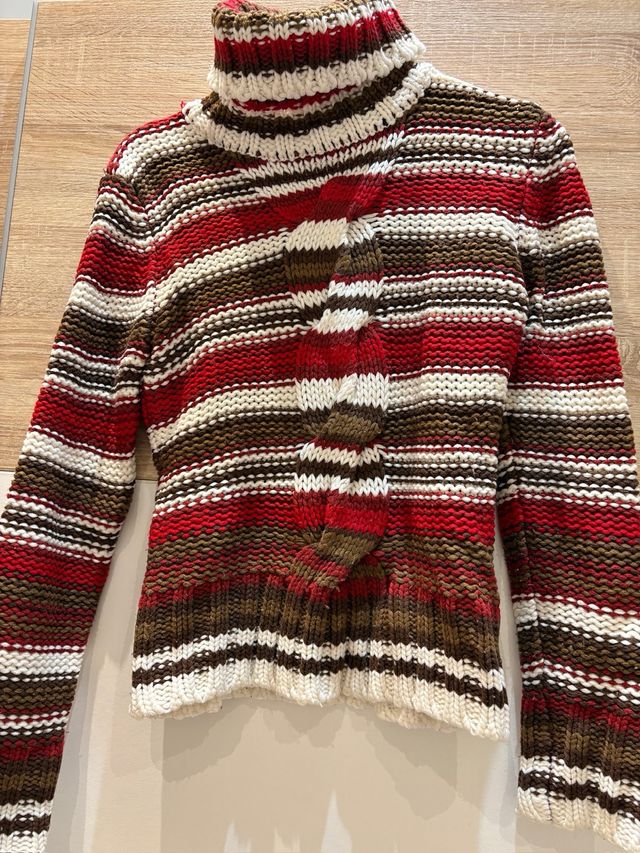 Jersey de Punto Mujer Cuello Alto Rayas