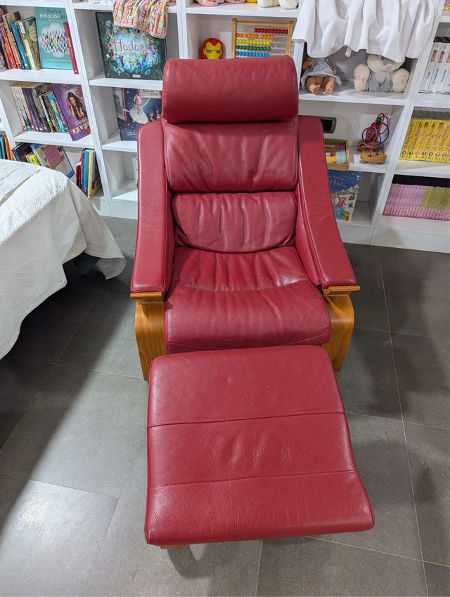 Sillón reclinable Roche Bobois piel roja