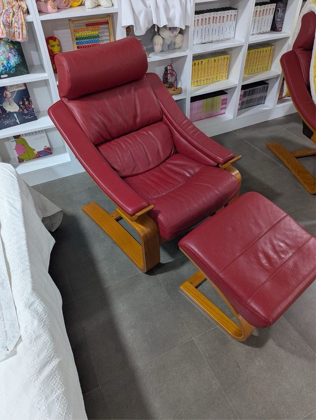 Sillón reclinable Roche Bobois piel roja