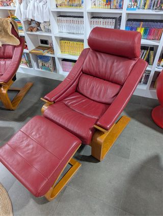 Sillón reclinable Roche Bobois piel roja