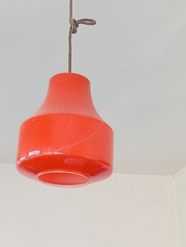 Lámpara techo vintage vidrio naranja opalino