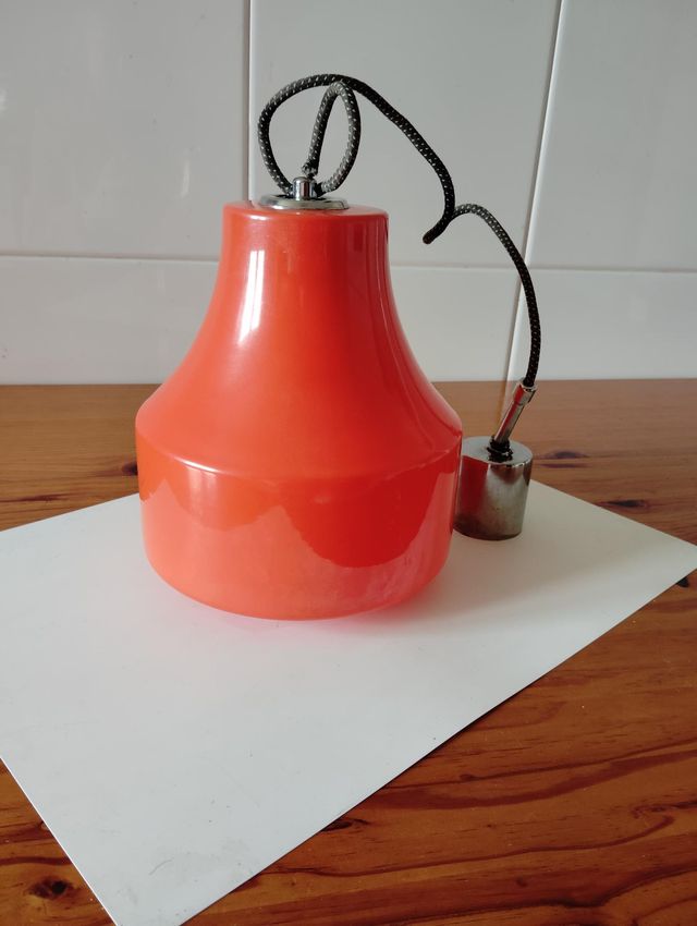 Lámpara techo vintage vidrio naranja opalino