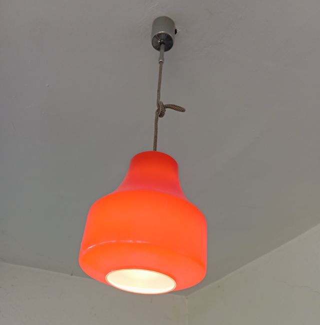 Lámpara techo vintage vidrio naranja opalino