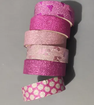6 Washi Tape Glitter Rosa e Argento