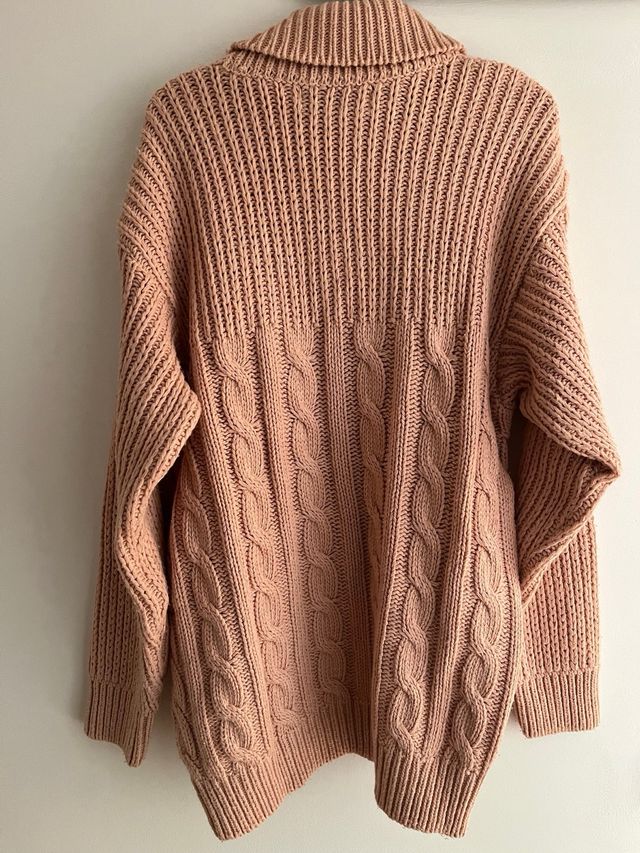 Jersey de Punto Mujer Cuello Vuelto Rosa