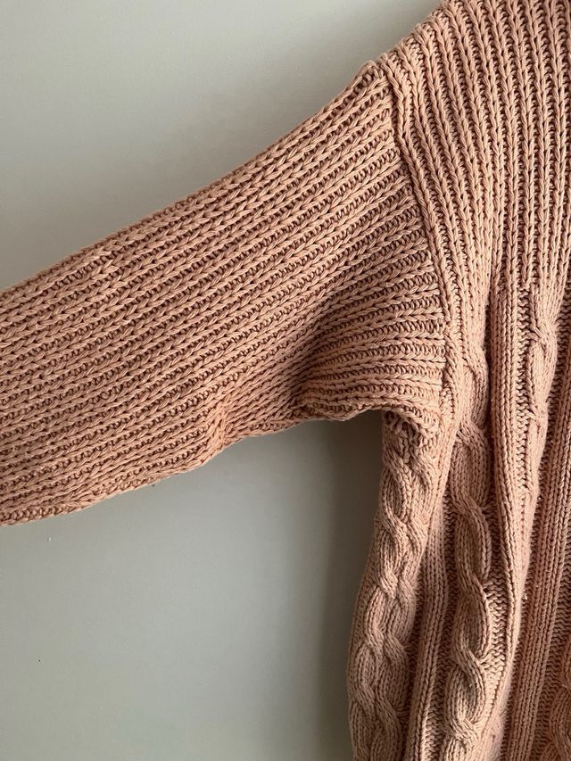 Jersey de Punto Mujer Cuello Vuelto Rosa