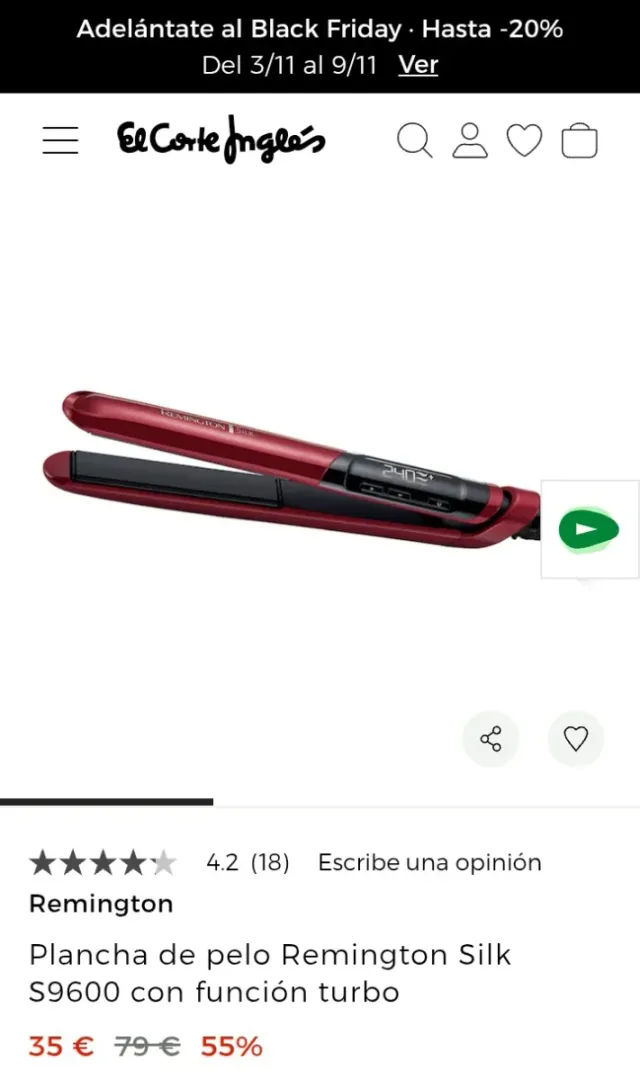 Plancha de pelo Remington Silk S9600 Roja