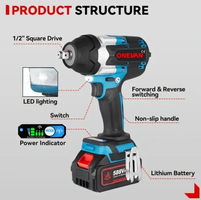Llave de impacto ONEVAN 1800 Nm