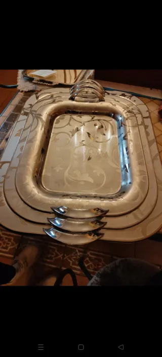 Set vassoi metallo argento