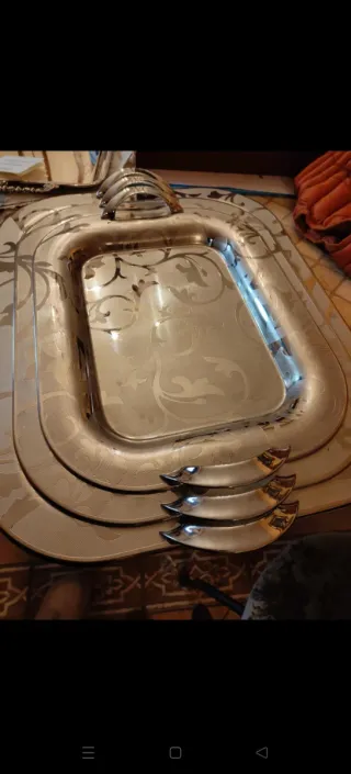 Set vassoi metallo argento