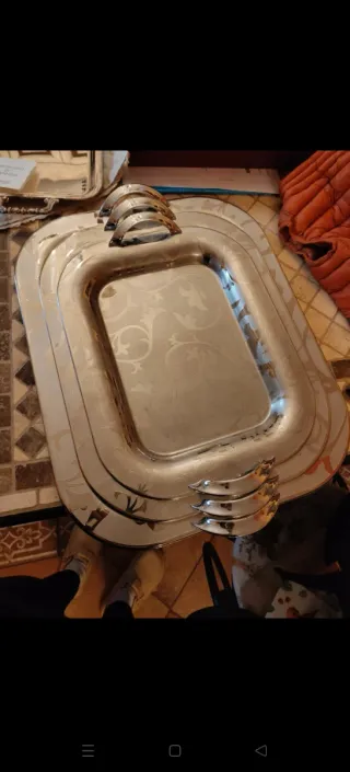 Set vassoi metallo argento