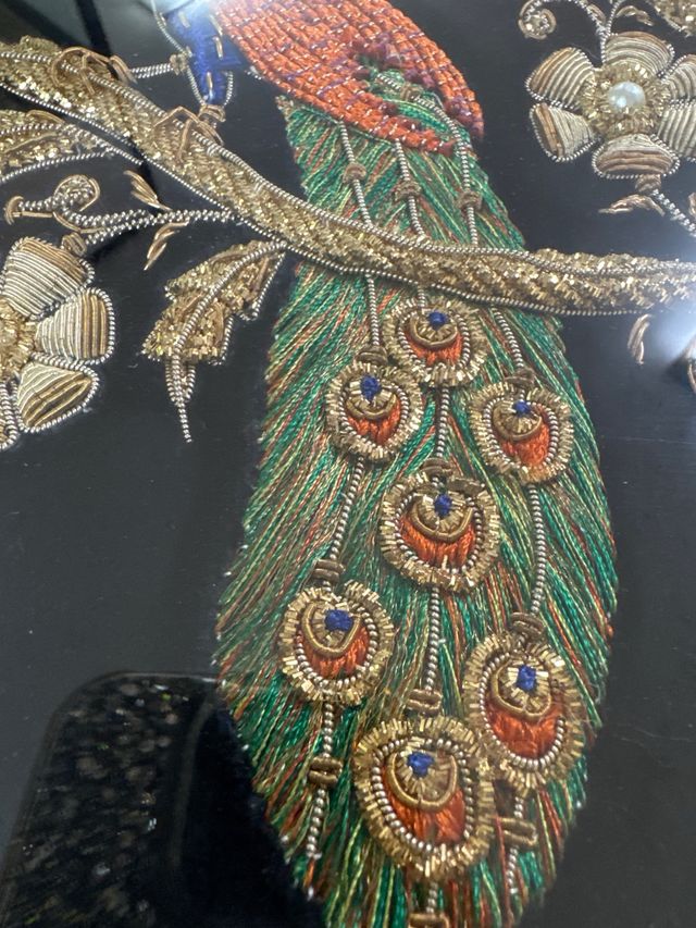 2 Cuadros Decorativos Pavo Real Bordados