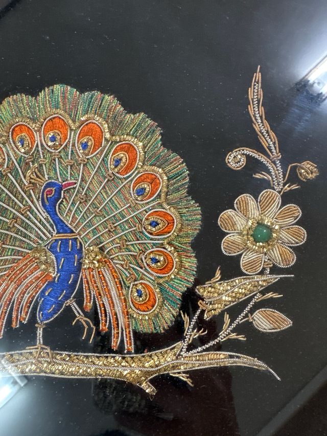 2 Cuadros Decorativos Pavo Real Bordados