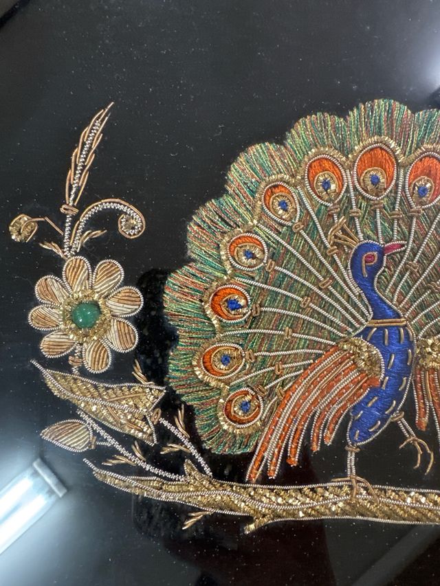 2 Cuadros Decorativos Pavo Real Bordados