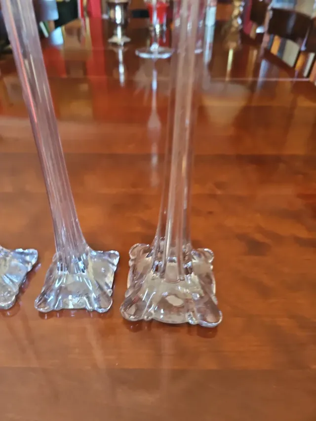 Set di 3 antichi vasi in vetro a forma di fiore