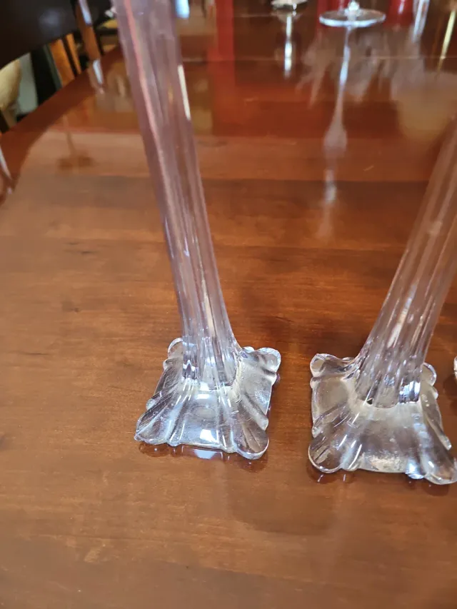 Set di 3 antichi vasi in vetro a forma di fiore