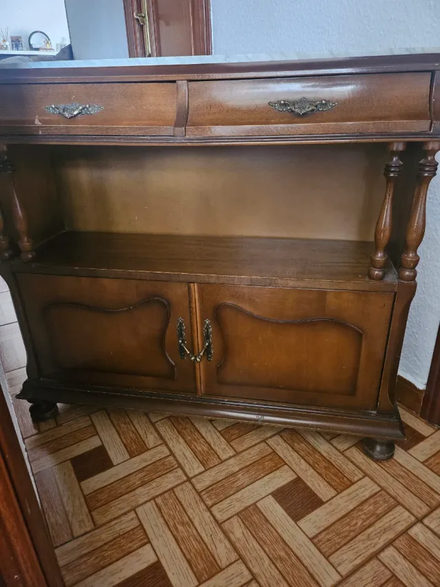 Mueble de entrada madera y mármol