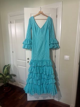 Traje Flamenca Verde Agua