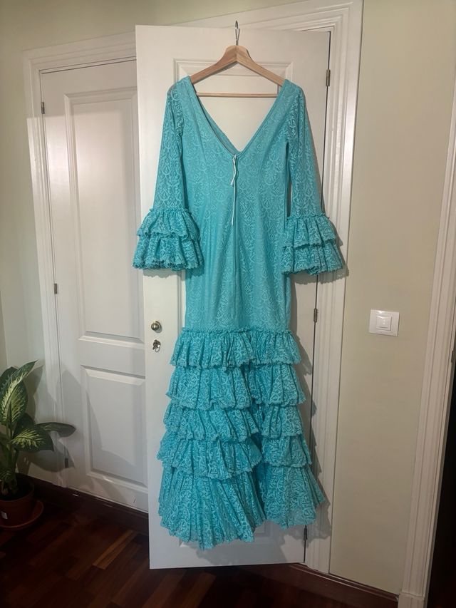 Traje Flamenca Verde Agua