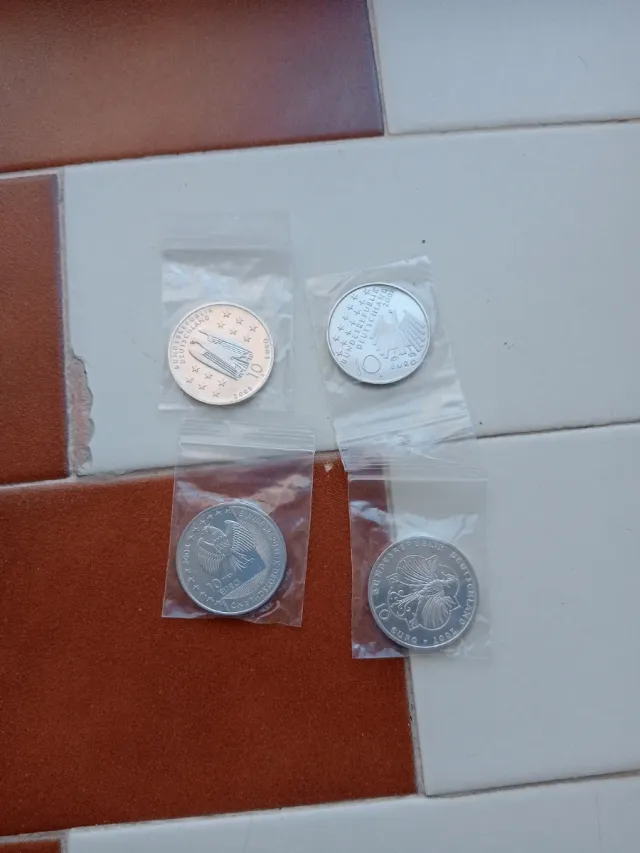 4 Monedas Plata 10€ Alemania