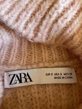 Jersey largo Zara lana/alpaca rosa Talla S