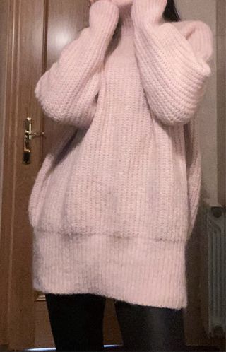 Jersey largo Zara lana/alpaca rosa Talla S