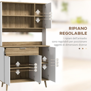 Credenza per Cucina Moderna, Alta, con Ripiani reg