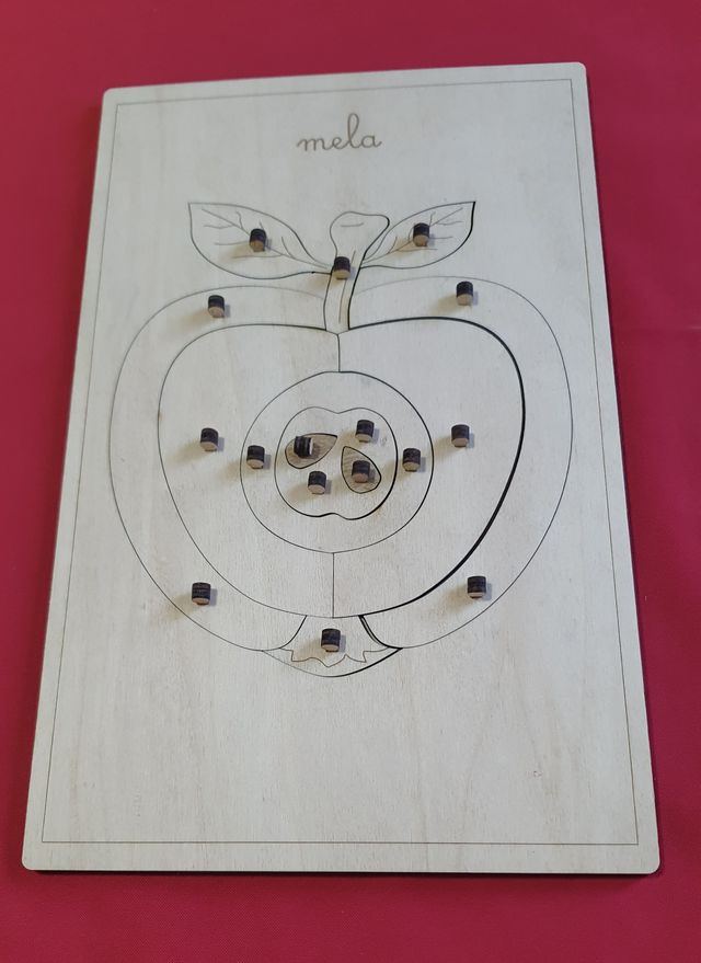 Puzzle in legno Mela nomenclatura montessori