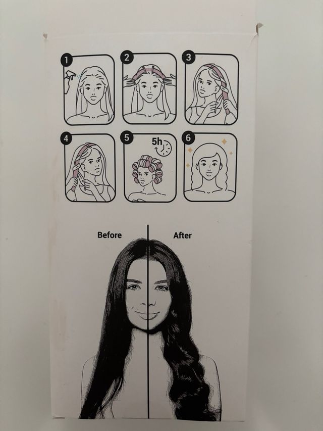 Rizador de pelo sin calor de color rosa.