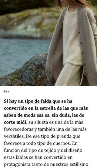 Falda midi en lana y alpaca de Zara