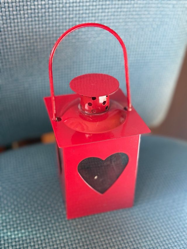 Portavelas rojo corazón