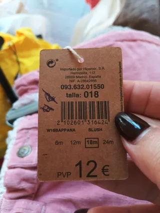Pantalón de pana rosa para bebé T,18 meses