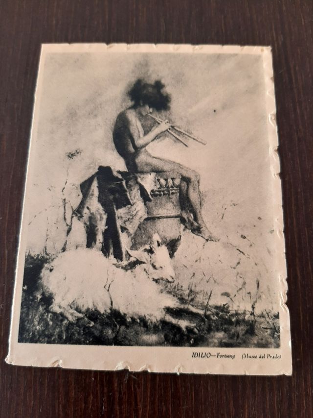 Litografía miniatura Idilio de Fortuny