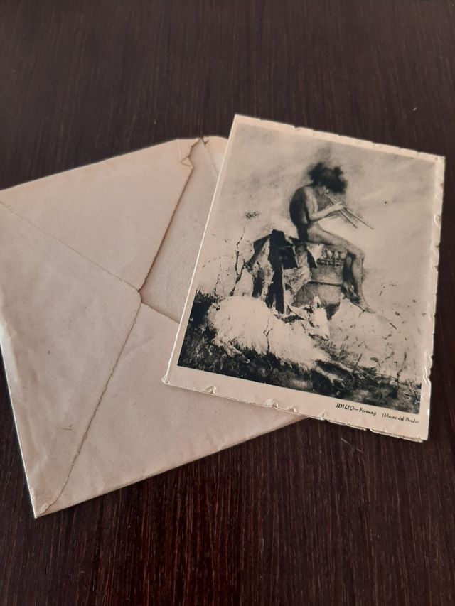 Litografía miniatura Idilio de Fortuny