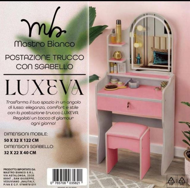 TOILETTE CON LUCE LED E SGABELLO