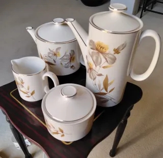 Juego café/chocolate vintage porcelana floral