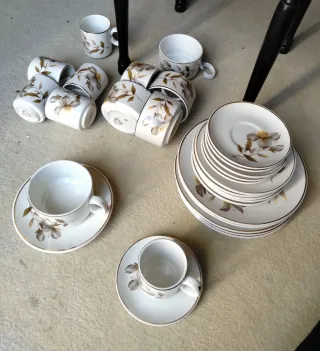 Juego café/chocolate vintage porcelana floral