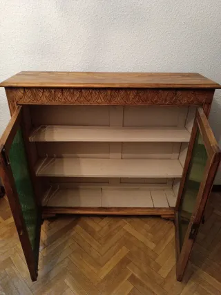 Cómoda aparador antiguo madera y cristal