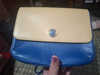 Bolso Tous Piel Beige y Azul con piedra natural