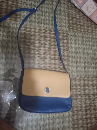 Bolso Tous Piel Beige y Azul con piedra natural