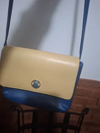 Bolso Tous Piel Beige y Azul con piedra natural