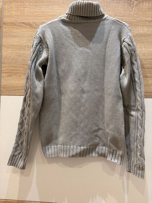 Jersey de Punto Mujer Cuello Vuelto Gris