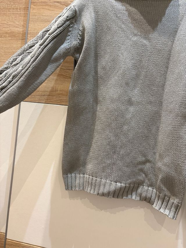 Jersey de Punto Mujer Cuello Vuelto Gris