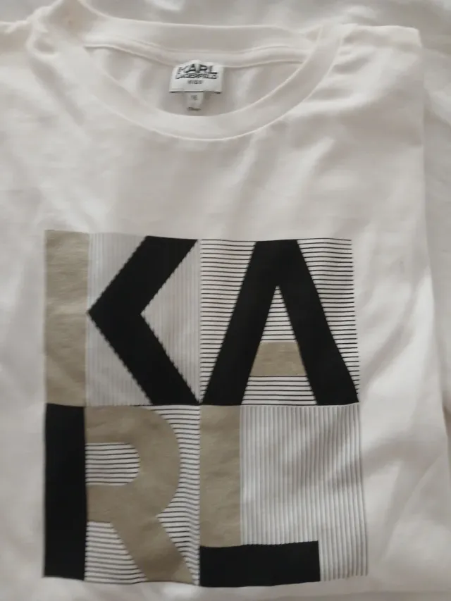 Camiseta Karl Lagerfeld Blanca y Beige