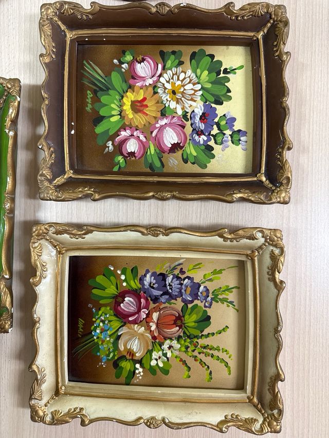 Lote 4 Cuadros Antiguos Pintados a Mano