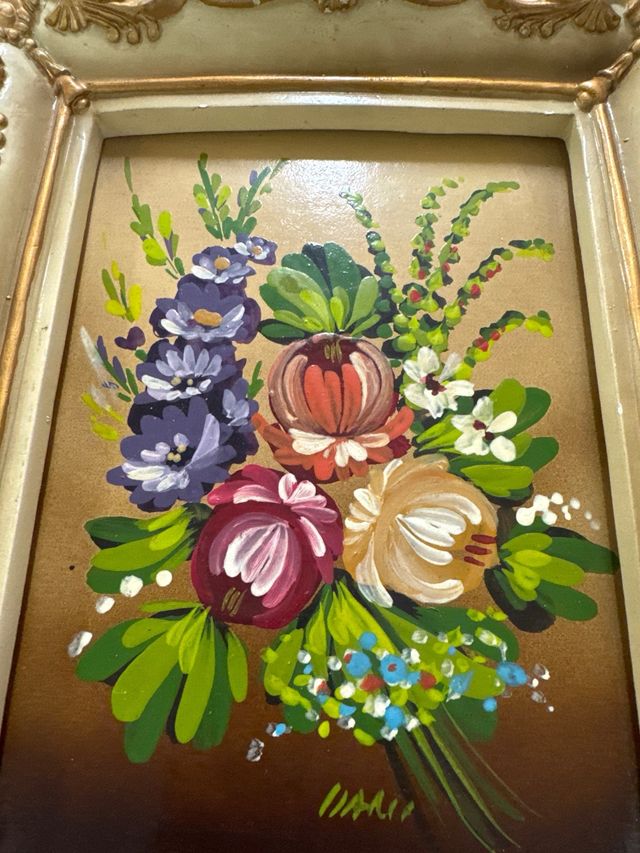 Lote 4 Cuadros Antiguos Pintados a Mano