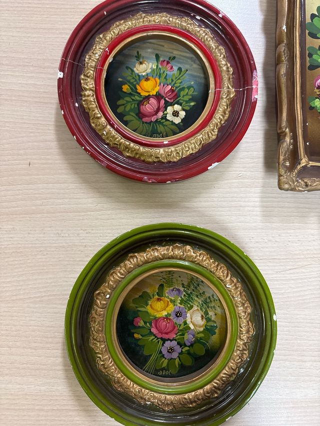 Lote 4 Cuadros Antiguos Pintados a Mano