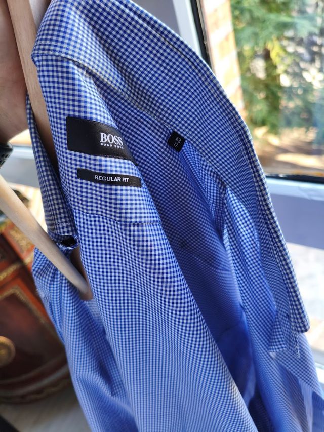 Camisa HUGO BOSS Regular Fit azul cuadros talla 43